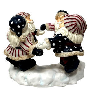 Circle Candleholder with 4 Dancing Santas Stars and Stripes Home Interiors 2002